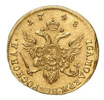 1 червонец 1748 года Елизавета Петровна