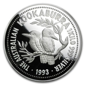 Серебряная монета 30 долларов 1991 год. Австралия. Кукабарра