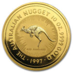 Золотая монета 1000 долларов 1997 год. Австралия. Красный кенгуру