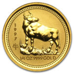 Золота монета 25 доларів 1997 року. Австралія. Лунар. Рік Бика