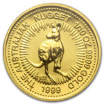 Золотая монета 15 долларов 1999 год. Австралия. Красный кенгуру