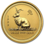 Золота монета 25 доларів 1999 року. Австралія. Лунар. Рік Зайця