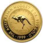 Золотая монета 200 долларов 1999 год. Австралия. Красный кенгуру