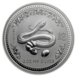Срібна монета 2 долари 2001 рік. Австралія. Лунар. Рік Змії