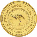 Золотая монета 1000 долларов 2002 год. Австралия. Красный кенгуру