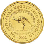 Золотая монета 3000 долларов 2002 год. Австралия. Красный кенгуру