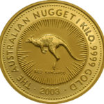Золотая монета 3000 долларов 2003 год. Австралия. Красный кенгуру