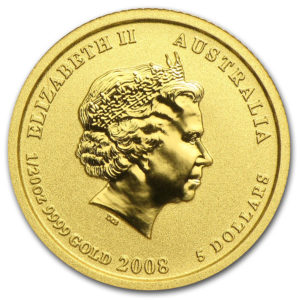 Золотая монета 5 долларов 2008 год. Австралия. Лунар. Год Крысы