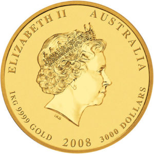 Золотая монета 3000 долларов 2008 год. Австралия. Лунар. Год Крысы