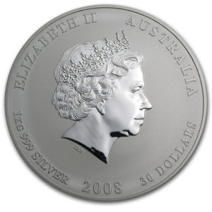 Серебряная монета 30 долларов 2008 год. Австралия. Лунар. Год Крысы