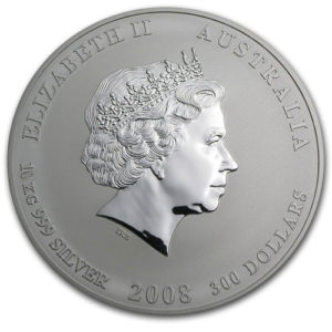 Серебряная монета 300 долларов 2008 год. Австралия. Лунар. Год Крысы
