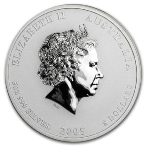 Серебряная монета 8 долларов 2008 год. Австралия. Лунар. Год Крысы
