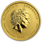 Золота монета 5 доларів 2010 року. Австралія. Лунар. Рік Тигра