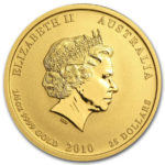 Золота монета 25 доларів 2010 року. Австралія. Лунар. Рік Тигра