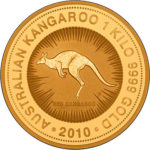 Золотая монета 3000 долларов 2010 год. Австралия. Красный кенгуру