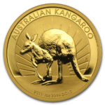 Золотая монета 100 долларов 2011 год. Австралия. Красный кенгуру