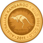 Золотая монета 3000 долларов 2011 год. Австралия. Красный кенгуру
