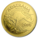 Золотая монета 100 долларов 2016 год. Австралия. Красный кенгуру
