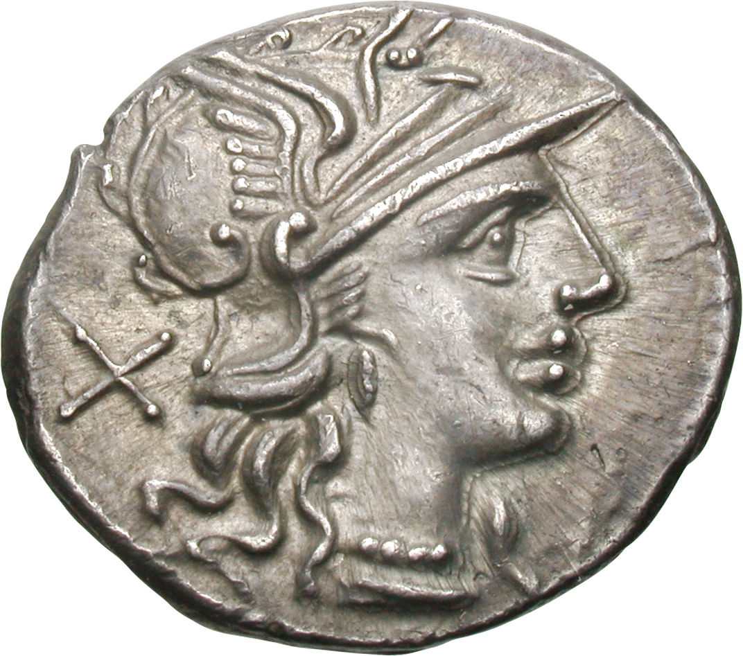 Серебряный республиканский Денарий Луция Требония, 135 год до н.э.