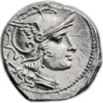 Серебряный Республиканский Денарий Анонимного выпуска, 206-195 год до н.э.