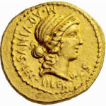 Золотой ауреус, Гай Кассий Лонгин, 42 год до н.э.