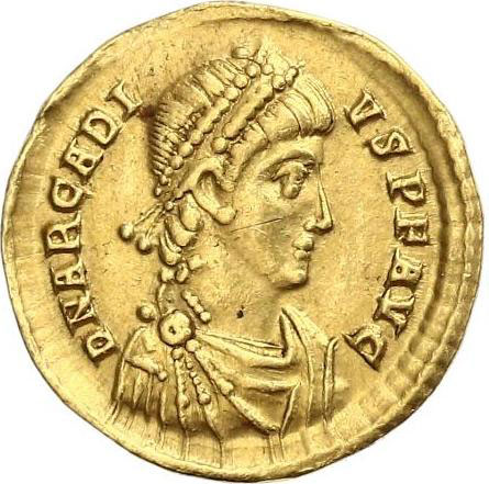 Золотой солид Византии, Флавий Аркадий Август, 383-408 год