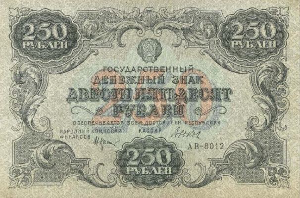 Банкнота РСФСР 250 рублей 1922 года