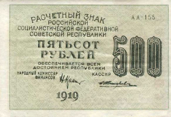 Банкнота РСФСР 250 рублей 1919-1920 года