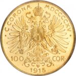 Золота монета 100 крон Австро-Угорщини.