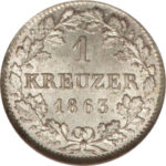 Серебряная монета 1 Крейцер (1 Kreuzer) Германия