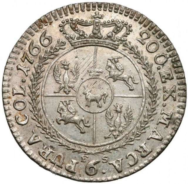 Серебряная монета Шестак (6 грошей) Средневековой Польши