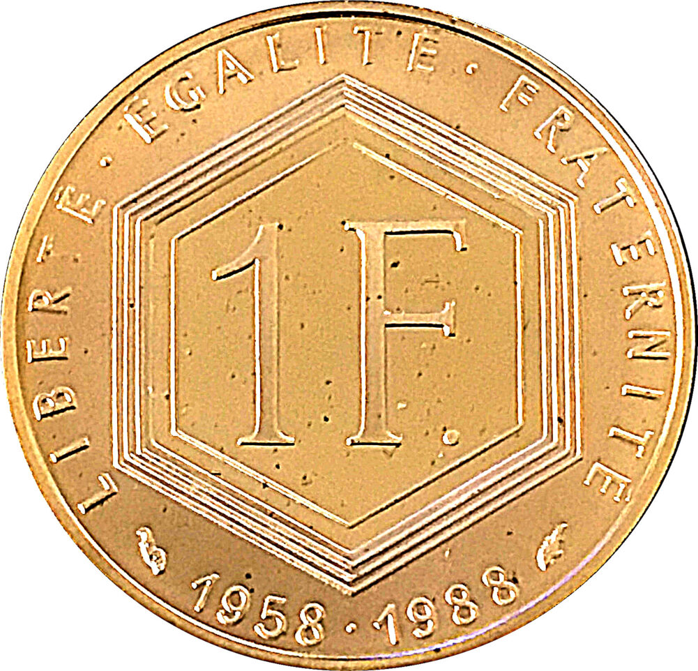 Золотая монета 1 Франк (1 Franc) Франция