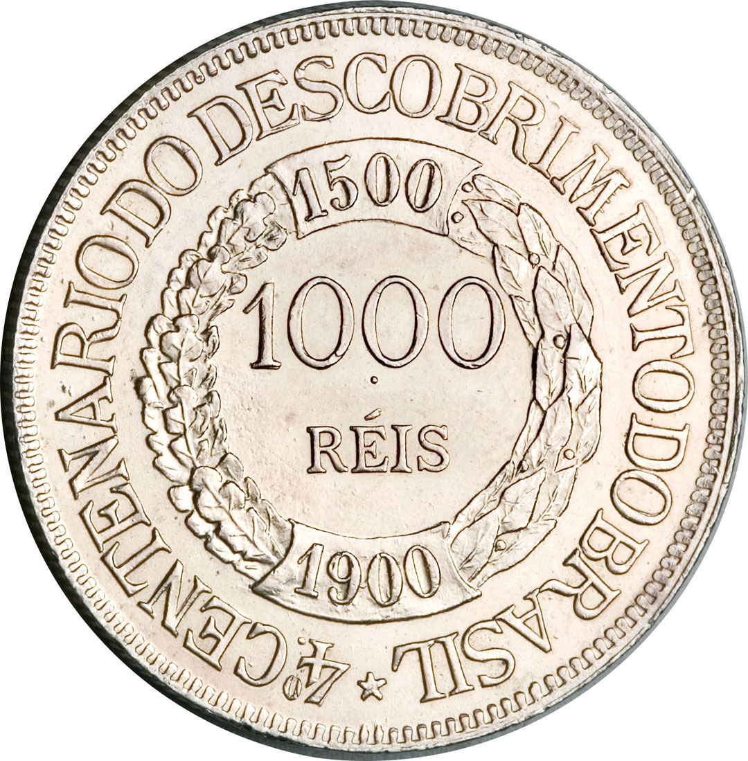 Серебряная монета 1000 реалов (1000 Réis) Бразилия