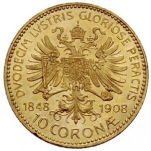 Золотая монета 10 крон Австро-Венгрии