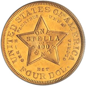 Золотая монета 4 Dollars (4 доллара) США