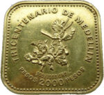 Золотая монета 2000 Песо (2000 Pesos) Колумбия