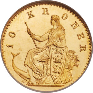 Золотая монета 10 Крон (10 Kroner) Дания
