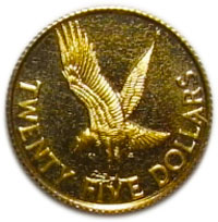 Золотая монета 25 долларов Виргинских островов