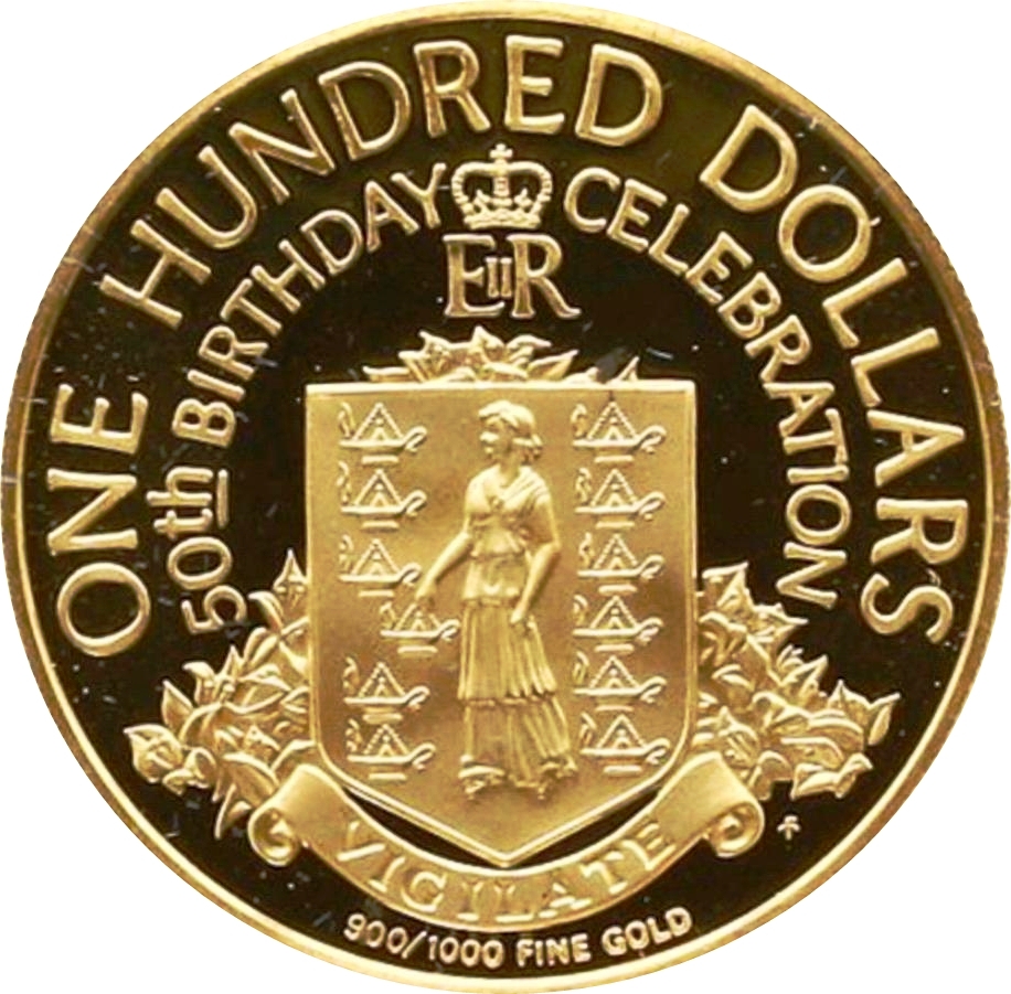 Золотая монета 100 долларов Виргинских островов