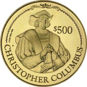 Золотая монета 500 долларов Виргинских островов