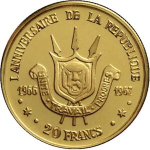 Золотая монета 20 Франков (20 Francs) Бурунди