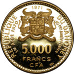 Золота монета 5000 Франків Беніна.