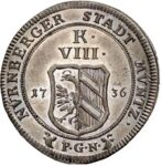 Серебряная монета 8 Крейцеров (8 Kreuzer) Германия