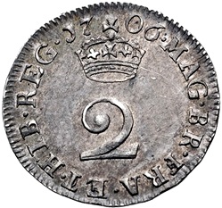 Серебряная монета 2 Пенса (2 Pence) Великобритания