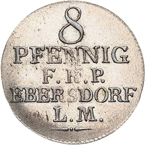 Серебряная монета 8 Пфеннигов (8 Pfennig) Германия