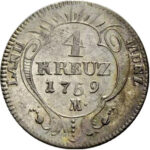 Серебряная монета 4 Крейцера (4 Kreuzer) Германия