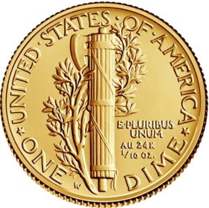 Золотая монета 1 дайм США