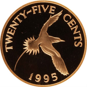 Золотая монета 25 Центов Бермудских островов