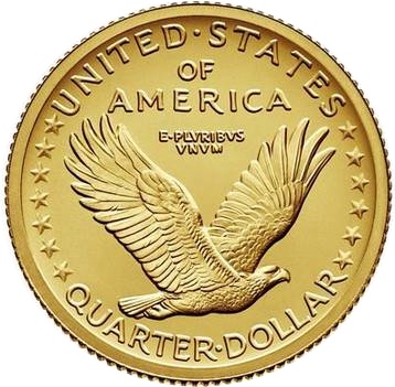 Золотая монета 1 квотер (1/4 доллара) США
