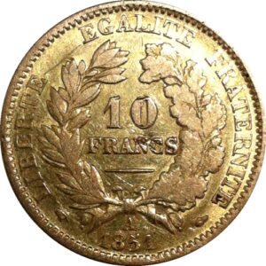 Золотая монета 10 Франков (10 Francs) Франция